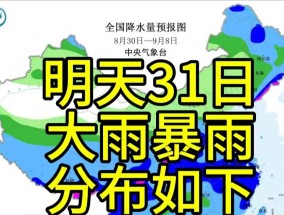 新一轮强降雨中心北抬！8月31日天气预报，大雨暴雨分布如下