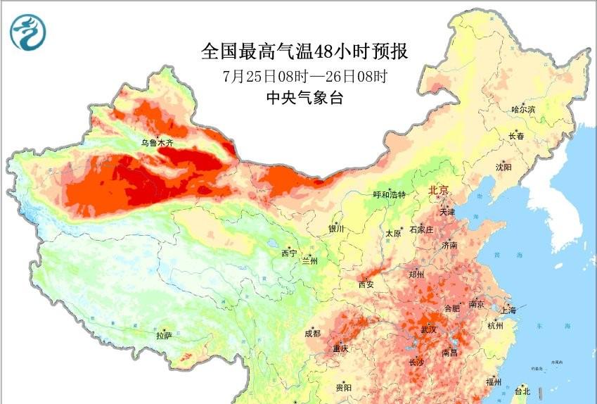 本轮降雨形势已转变，南方降雨减少北方增多，高温过程将达到顶点  第3张